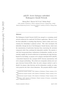 asKAN: Active Subspace embedded Kolmogorov-Arnold Network