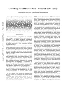 Closed-Loop Neural Operator-Based Observer of Traffic Density