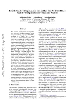 Towards Smarter Hiring: Are Zero-Shot and Few-Shot Pre-trained LLMs Ready for HR Spoken Interview Transcript Analysis?
