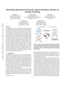 Defending Deep Neural Networks against Backdoor Attacks via Module Switching