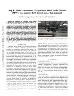 Deep RL-based Autonomous Navigation of Micro Aerial Vehicles (MAVs) in a complex GPS-denied Indoor Environment
