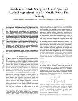Accelerated Reeds-Shepp and Under-Specified Reeds-Shepp Algorithms for Mobile Robot Path Planning