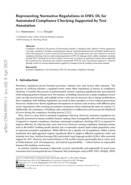 Representing Normative Regulations in OWL DL for Automated Compliance Checking Supported by Text Annotation