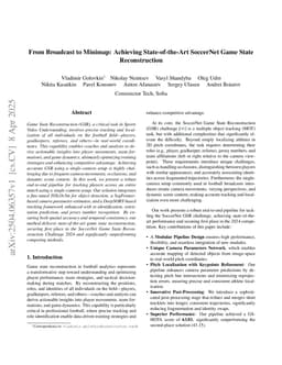From Broadcast to Minimap: Achieving State-of-the-Art SoccerNet Game State Reconstruction