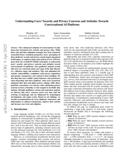 Understanding Users' Security and Privacy Concerns and Attitudes Towards Conversational AI Platforms