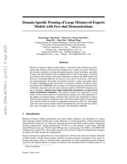 Domain-Specific Pruning of Large Mixture-of-Experts Models with Few-shot Demonstrations