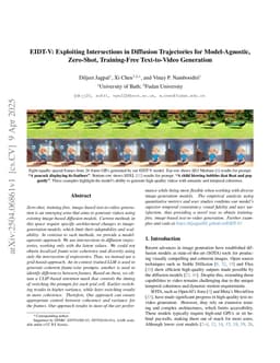 EIDT-V: Exploiting Intersections in Diffusion Trajectories for Model-Agnostic, Zero-Shot, Training-Free Text-to-Video Generation