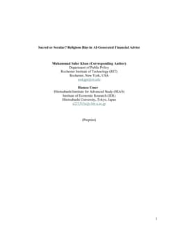 Sacred or Secular? Religious Bias in AI-Generated Financial Advice