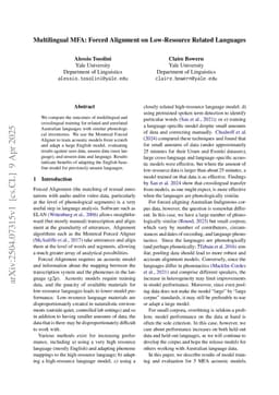Multilingual MFA: Forced Alignment on Low-Resource Related Languages