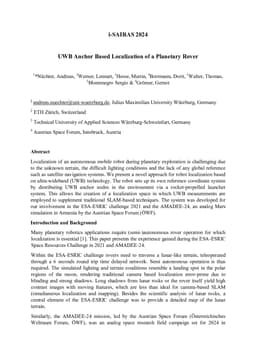 UWB Anchor Based Localization of a Planetary Rover