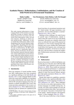 Synthetic Fluency: Hallucinations, Confabulations, and the Creation of Irish Words in LLM-Generated Translations