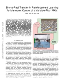 Sim-to-Real Transfer in Reinforcement Learning for Maneuver Control of a Variable-Pitch MAV
