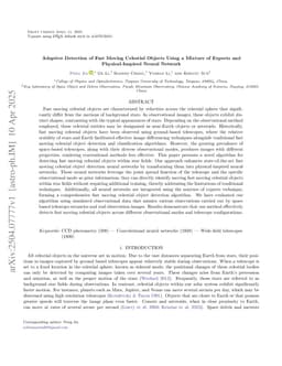 Adaptive Detection of Fast Moving Celestial Objects Using a Mixture of Experts and Physical-Inspired Neural Network
