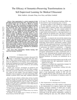 The Efficacy of Semantics-Preserving Transformations in Self-Supervised Learning for Medical Ultrasound