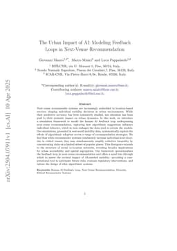 The Urban Impact of AI: Modeling Feedback Loops in Next-Venue Recommendation