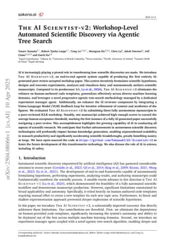 The AI Scientist-v2: Workshop-Level Automated Scientific Discovery via Agentic Tree Search