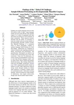 Findings of the BabyLM Challenge: Sample-Efficient Pretraining on Developmentally Plausible Corpora