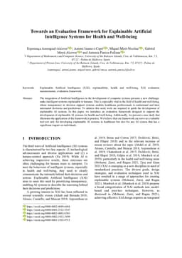 Towards an Evaluation Framework for Explainable Artificial Intelligence Systems for Health and Well-being