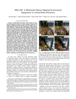 MBE-ARI: A Multimodal Dataset Mapping Bi-directional Engagement in Animal-Robot Interaction