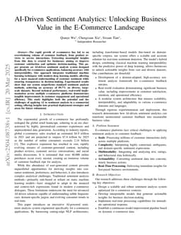 AI-Driven Sentiment Analytics: Unlocking Business Value in the E-Commerce Landscape