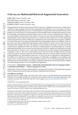 A Survey of Multimodal Retrieval-Augmented Generation