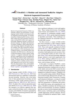 UltraRAG: A Modular and Automated Toolkit for Adaptive Retrieval-Augmented Generation