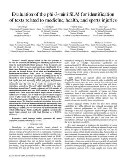 Evaluation of the phi-3-mini SLM for identification of texts related to medicine, health, and sports injuries