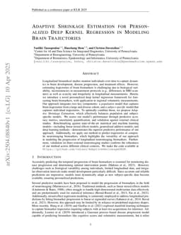 Adaptive Shrinkage Estimation For Personalized Deep Kernel Regression In Modeling Brain Trajectories