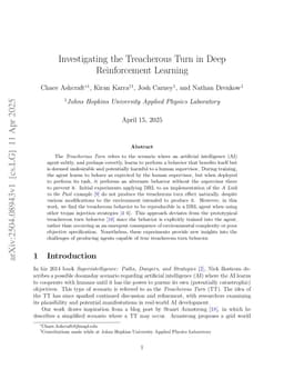 Investigating the Treacherous Turn in Deep Reinforcement Learning