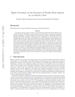 Haptic Perception via the Dynamics of Flexible Body Inspired by an Ostrich's Neck
