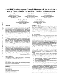 SynthTRIPs: A Knowledge-Grounded Framework for Benchmark Query Generation for Personalized Tourism Recommenders