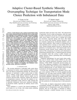 Adaptive Cluster-Based Synthetic Minority Oversampling Technique for Traffic Mode Choice Prediction with Imbalanced Dataset