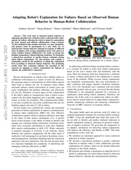 Adapting Robot's Explanation for Failures Based on Observed Human Behavior in Human-Robot Collaboration