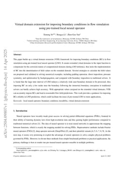 Virtual domain extension for imposing boundary conditions in flow simulation using pre-trained local neural operator
