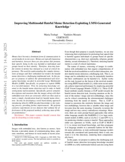 Improving Multimodal Hateful Meme Detection Exploiting LMM-Generated Knowledge