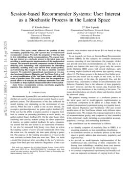 Session-based Recommender Systems: User Interest as a Stochastic Process in the Latent Space