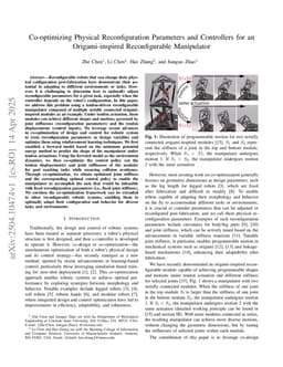 Co-optimizing Physical Reconfiguration Parameters and Controllers for an Origami-inspired Reconfigurable Manipulator
