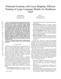 Federated Learning with Layer Skipping: Efficient Training of Large Language Models for Healthcare NLP