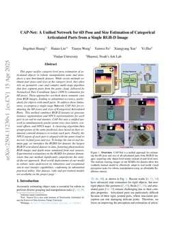 CAP-Net: A Unified Network for 6D Pose and Size Estimation of Categorical Articulated Parts from a Single RGB-D Image