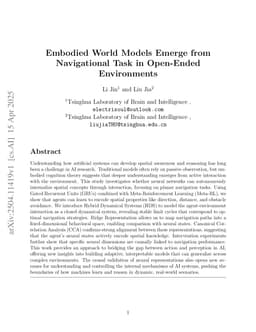 Embodied World Models Emerge from Navigational Task in Open-Ended Environments