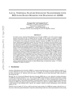 Local Temporal Feature Enhanced Transformer with ROI-rank Based Masking for Diagnosis of ADHD