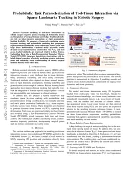 Probabilistic Task Parameterization of Tool-Tissue Interaction via Sparse Landmarks Tracking in Robotic Surgery