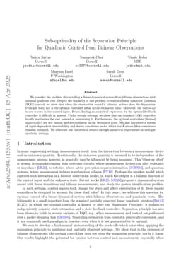 Sub-optimality of the Separation Principle for Quadratic Control from Bilinear Observations