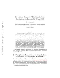 Perceptions of Agentic AI in Organizations: Implications for Responsible AI and ROI
