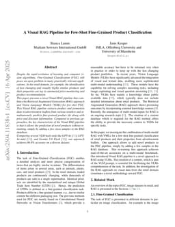 A Visual RAG Pipeline for Few-Shot Fine-Grained Product Classification