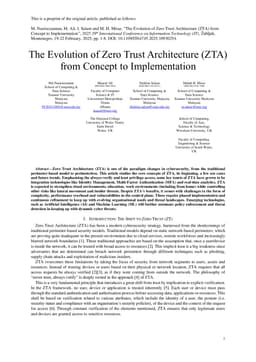 The Evolution of Zero Trust Architecture (ZTA) from Concept to Implementation