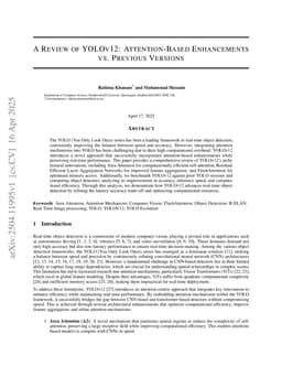 A Review of YOLOv12: Attention-Based Enhancements vs. Previous Versions