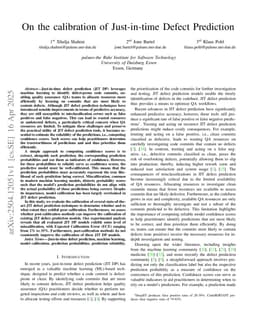 On the calibration of Just-in-time Defect Prediction