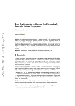 From Requirements to Architecture: Semi-Automatically Generating Software Architectures