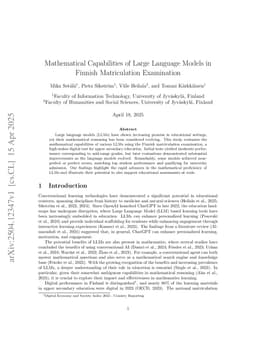 Mathematical Capabilities of Large Language Models in Finnish Matriculation Examination
